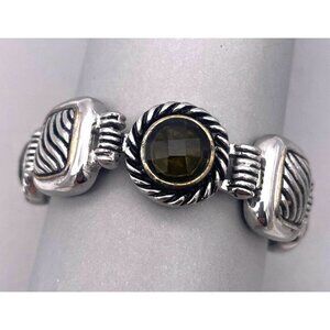 Faceted Spiral Wavy Engraved Link Bracelet Heavy Silver Tone